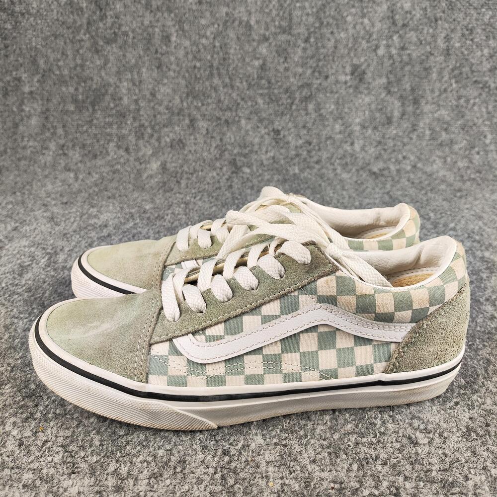 Vans Old Skool Shoes Kids Size 5 Green Check Suede Canvas Low Top Skate Sneakers
